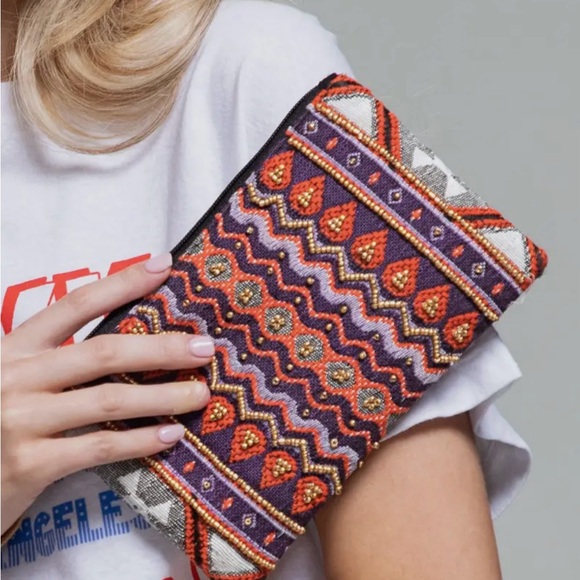 Maeva Handmade Ethnic Patterned Clutch NWT - Picture 11 of 12